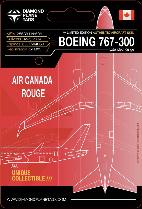 Boeing 767-300ER Air Canada Rouge Plane Tag